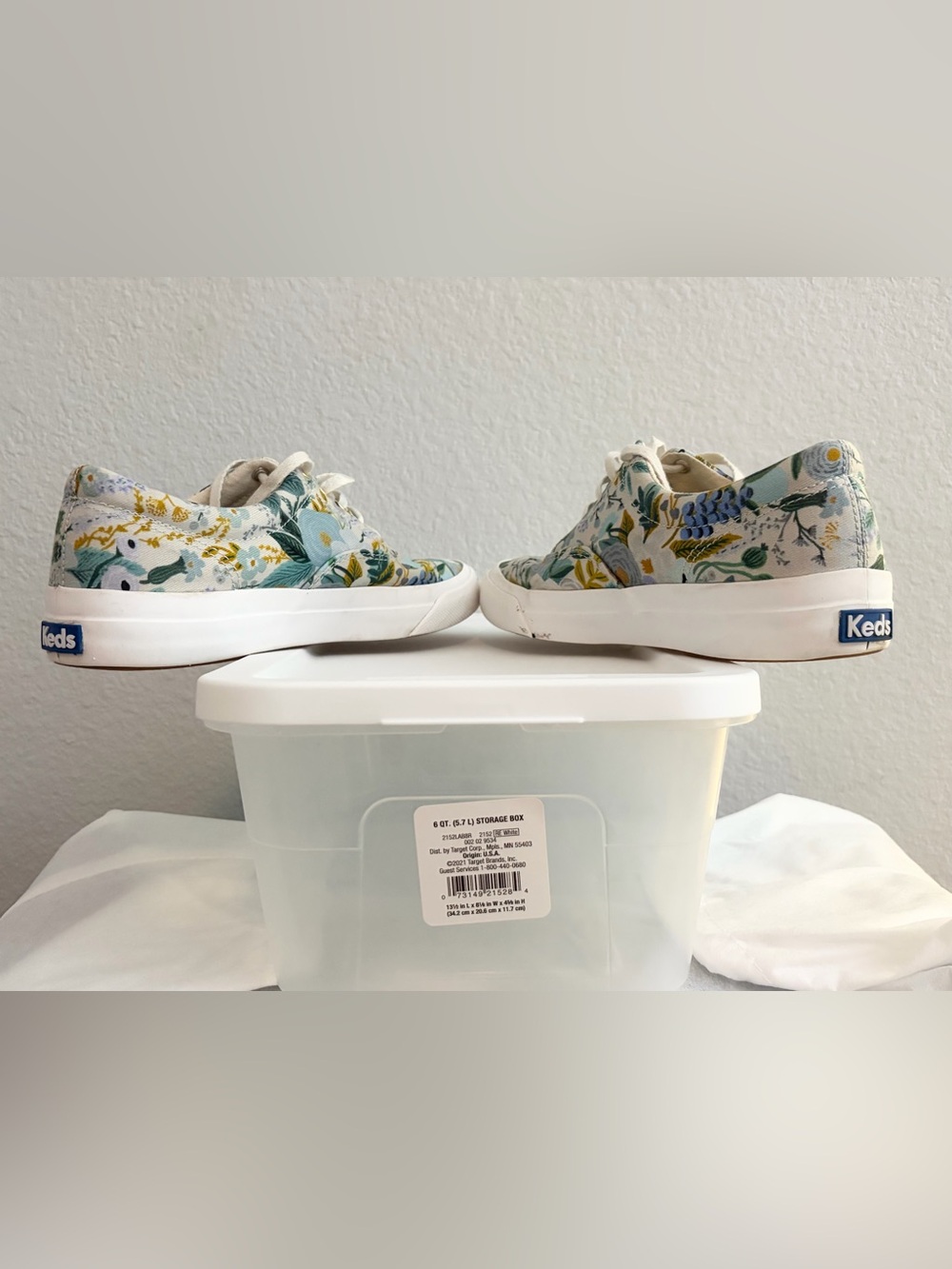 EUC Keds x Rifle Paper Co. Anchor Sneakers in Garden Party Grey - Picture 7 of 10